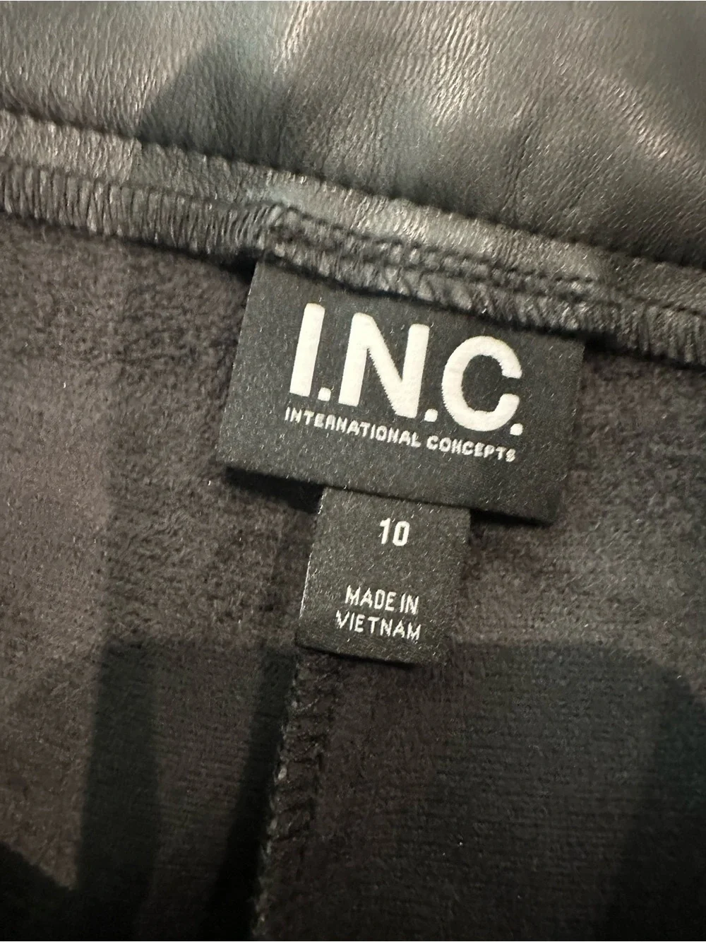 NWT-INC International Concepts Black Faux Leather Boot Cut Pants & Gold Buttons